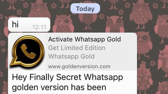 WhatsApp Gold scam message