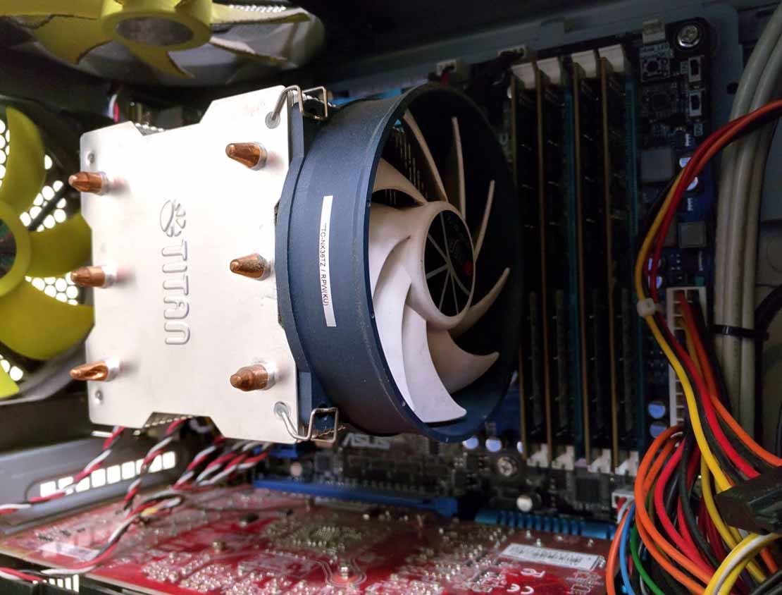 Cooling fans inside a computer tower